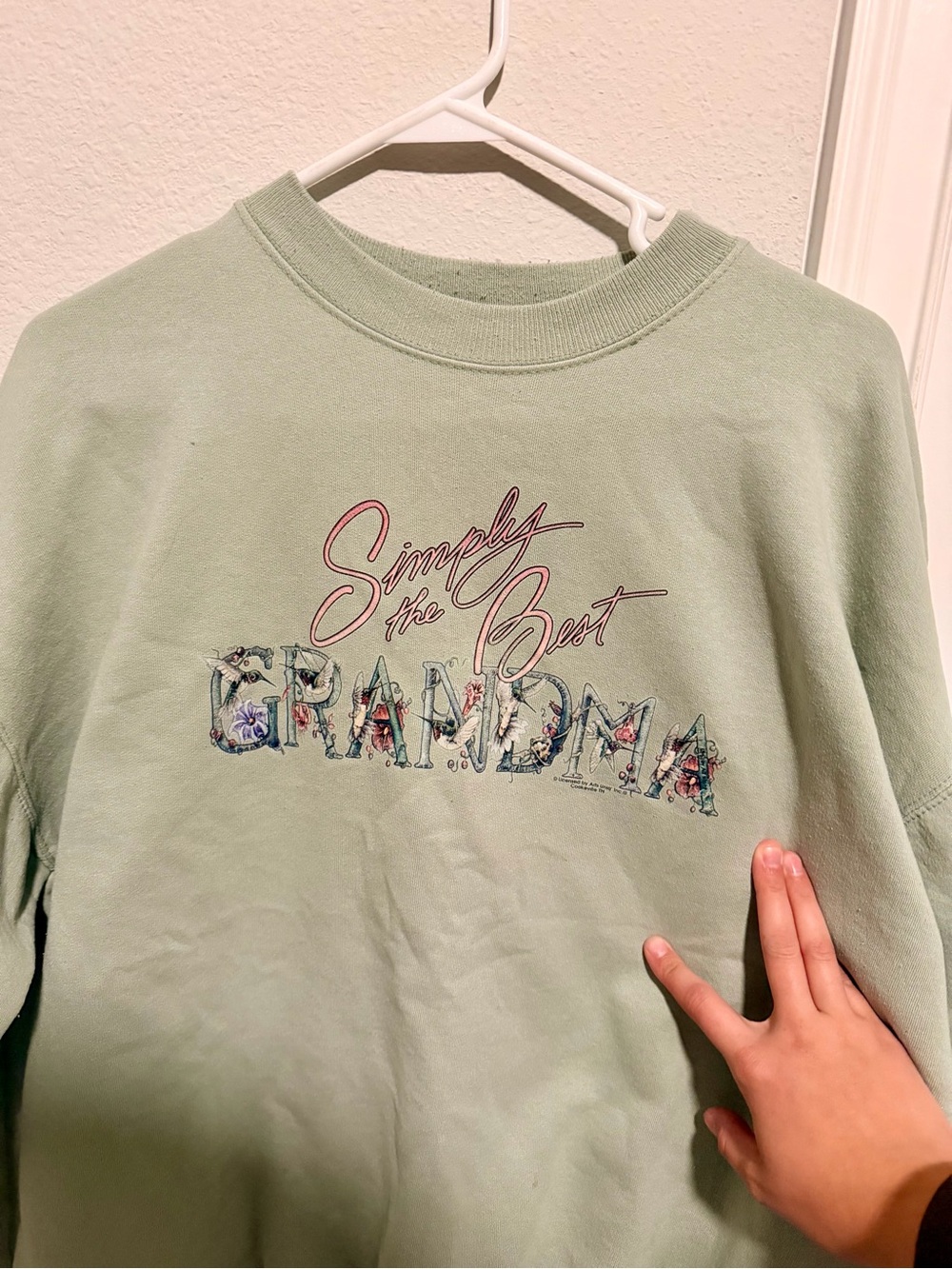 Hanes Mint Green 'Simply the Best Grandma' Crewneck Sweatshirt